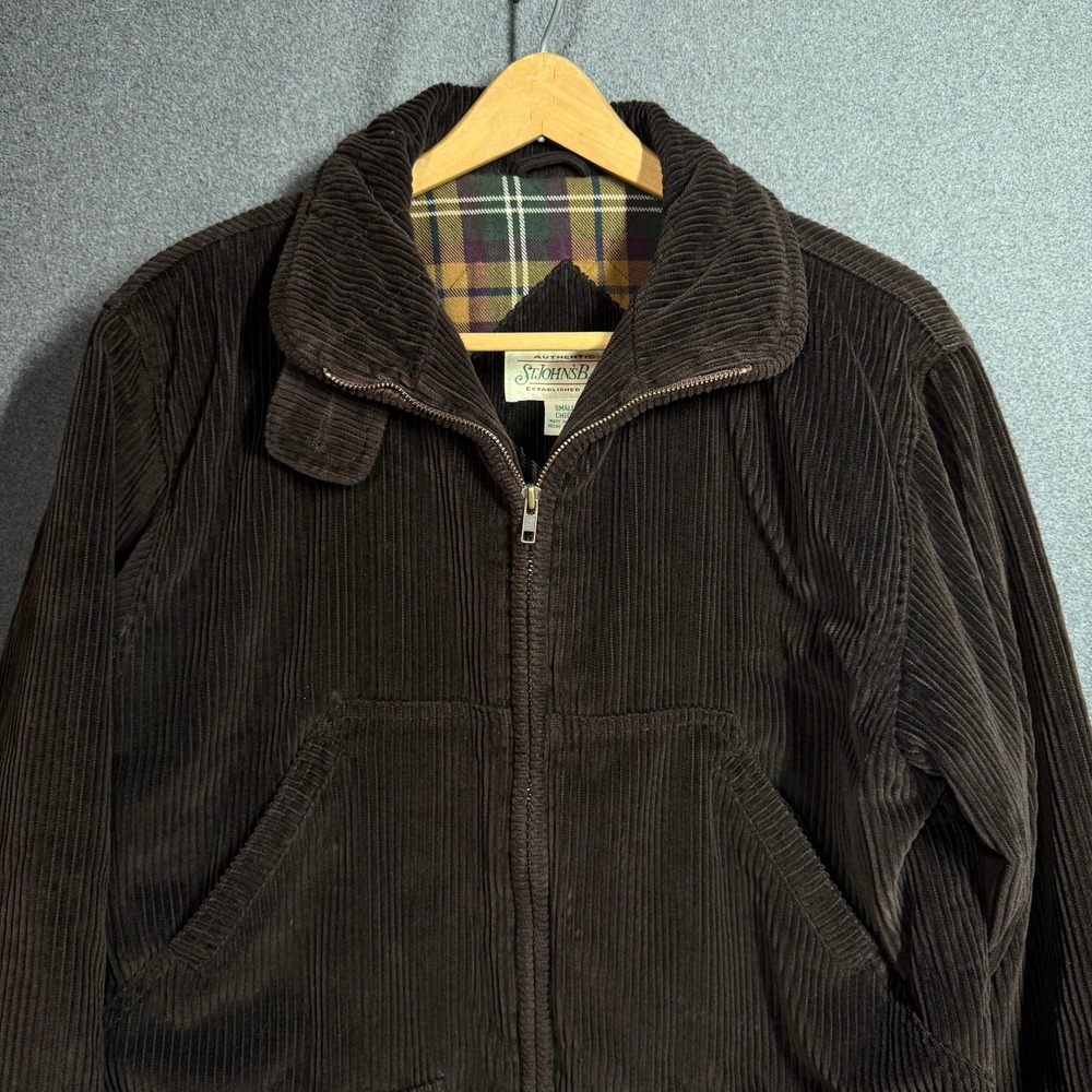 Corduroy Men's Jacket St. John's Bay Brown Size S Quilted Plaid Vintage Style